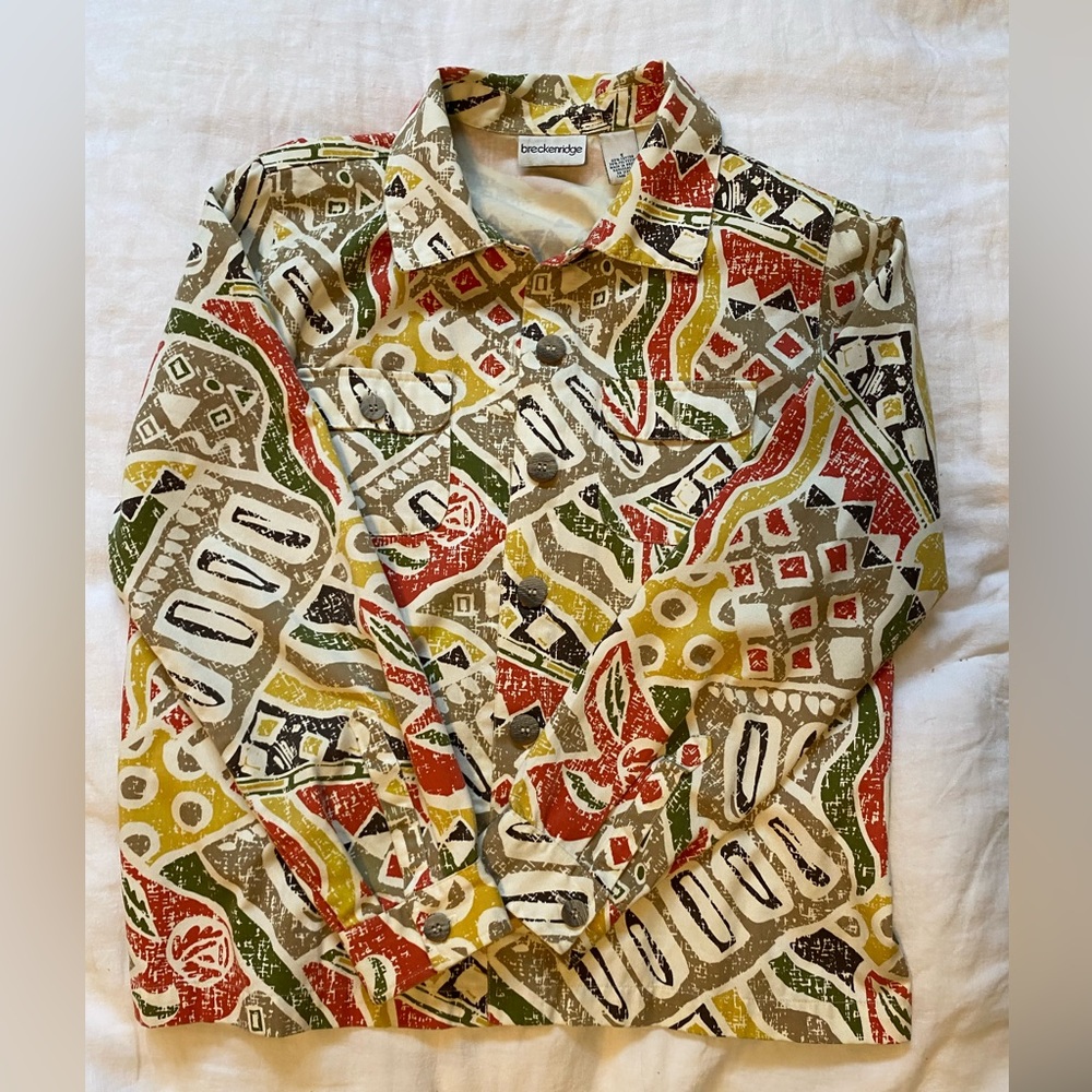 Breckenridge Geometric multicolored button jacket